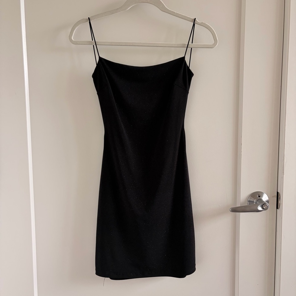 Black backless mini dress